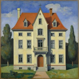 a painting of a pezo von ellrichshausen house by giorgio de chirico