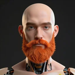bald man with an orange beard android, hyper detailed, digital art, trending in artstation, cinematic lighting, studio quality, smooth render, unreal engine 5 rendered, octane rendered, art style by klimt and nixeu and ian sprigger and wlop and krenz cushart
