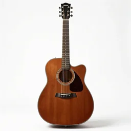 velvet acoustic guitar, commercial catalog photo, isolated on a pure white background, centered, entire object in frame, sharp focus, soft studio lighting