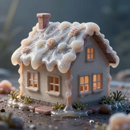 a house covered in jelly, detailed, ray tracing, photorealistic