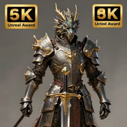 portait of a dragon knight holding sword, digital art, digital painting, masterpiece, elegant, hyper realistic, award winning, 8 k, behance, artstation, unreal engine 5, octane render, masterpiece, sharp focus, intricate, ornate