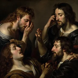 Anguish and Hidden Knowledge al-Khwarizmi Greg Rutkowski and Eugène Delacroix and Francis Bacon and Hieronymus Boch, artistic, sweat and labour, realistic fantasy, beautiful faces aesthetic, establishing shot, 8k resolution, dramatic lighting