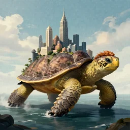 the legendary island sized lion turtle which has a city built on its shell, made by Stanley Artgerm Lau, WLOP, Rossdraws, ArtStation, CGSociety, concept art, cgsociety, octane render, trending on artstation, artstationHD, artstationHQ, unreal engine, 4k, 8k,
