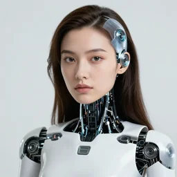 portrait of a beautiful female realistic robot