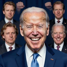 potrait of joe biden laughing, menacing teeth, zdzislaw beksinski, lewis jones, dariusz zawadzki, wayne barlow, mark arian, ilya kuvshinov, lois van baarle and makoto shinkai, 4 k, ultra - high - definition professional color pastel,