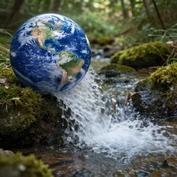 earth flowing into a stream