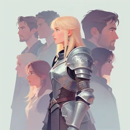 side profile portrait by hsiao ron cheng and christophe vacher with imogen poots as armoured gloomhaven paladin, pastel colors 5 4 k rtx volumetric light concept studio matte painting digital illustration fanart artstation by rob rey, artgerm, lawren harris, thomas blackshear, magali villeneuve, jeremy lipkin, eve ventrue