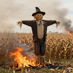 disturbing scarecrow from the early 1 9 0 0's burning down the cornfields