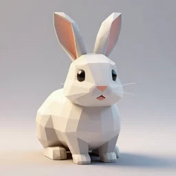 a 3d low poly rabbit, realistic, award winning, detailed, 8k, studio lighting, HD, hyper realistic, unreal engine, octane render, cycles render,