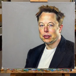 bob ross painting a picture of elon musk