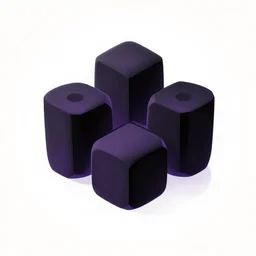 3 d torus logo, pixar style black and purple