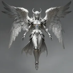 a highly detailed illustration of winged divine armored angel, ominous floating pose, intricate, elegant, highly detailed, centered, digital painting, artstation, concept art, smooth, sharp focus, league of legends concept art, wlop.