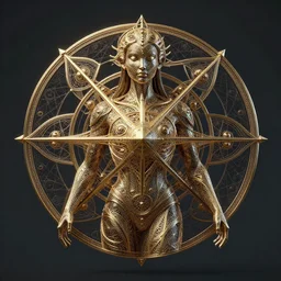 a fourth dimensional beautiful being made from sacred geometry, amazingly intricately detailed, award winning, trending on artstation, 8 k