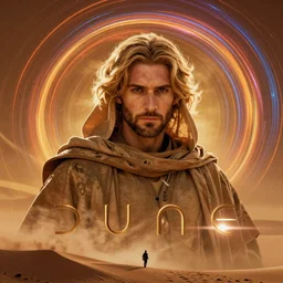 full face epic portrait, paul atreides, dune, desert messiah, elden ring, matte painting concept art, midjourney, beautifully backlit, swirly vibrant color lines, majestic, cinematic aesthetic octane render, 8 k hd resolution, by ilya kuvshinov, artgerm, darius zawadzki and zdizslaw beksinski