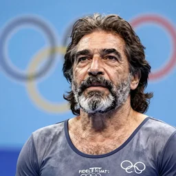 award - winning promotional close - up photograph of fidel castro wearing a tight gymnastics uniform, olympics, 8 k, 4 k, high quality, hyperdetailed