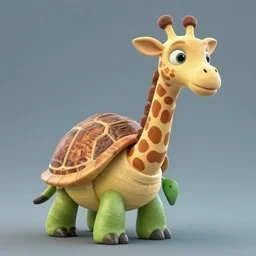 a cartoon monster that looks like a mix between a turtle and a giraffe