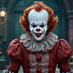 Pennywise as Willy Wonka 4K quality super realistic