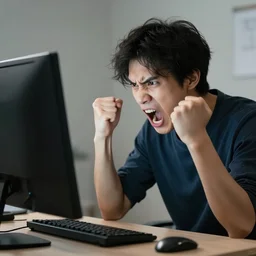 angry person yelling at a computer