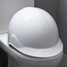 white porcelain toilet bowl helmet