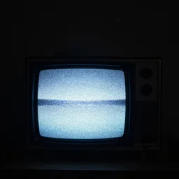 photo of an old tv playing static in a dark room, scary, disturbing