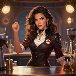 epic professional digital art of stunningly gorgeous canadian female starship barista, by leesha hannigan, iris van herpen, artstation, cgsociety, wlop, epic, much wow, much detail, gorgeous, detailed, masterpiece