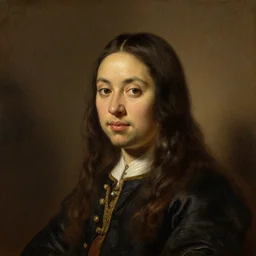 A portrait painting of Jada Fire by Rembrandt van Rijn