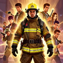 heroic stylized firefighter, hyper realistic, art gta 5 cover, official fanart behance hd artstation by jesper ejsing, by rhads, makoto shinkai and lois van baarle, ilya kuvshinov, ossdraws, that looks like it is from borderlands and by feng zhu and loish and laurie greasley, victo ngai, andreas rocha, john harris radiating a glowing aura global illumination ray tracing hdr