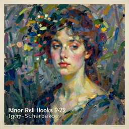 an abstract portrait of a lady enshrouded in an impressionist representation of Mother Nature and the meaning of life by Igor Scherbakov, abstract, thick visible brush strokes, figure painting by Anthony Cudahy and Rae Klein, vintage postcard illustration, minimalist cover art by Mitchell Hooks