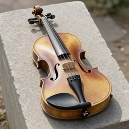 A realistic photo of violin made of stone