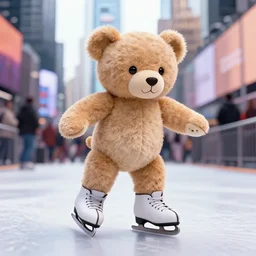 teddy bear skating on times square