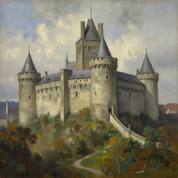 an oil painting of a medieval castle by Linda Bergkvist, extremely beautiful, f/1.4