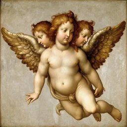 cherub with 4 faces, by leonardo davinci