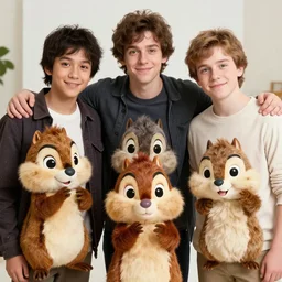 alvin, simon, theodore chipmunk as real people and as jedis