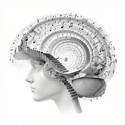 god inside a brain fractal recursive music notes infinity infinite staircase inside a mind thought bubble repeated pattern, civilization poetry singing playwright artstation