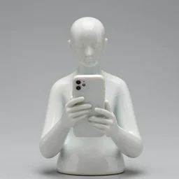 Porcelain people figures holding iPhones in their hands, delicate, detailed, Canon TS-E 17mm f/4, pristine quality wallpaper