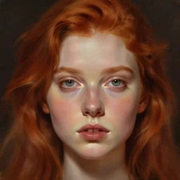 girl in red hair, closeup face portrait. digital painting, by valerian city of a thousand planets, by ruan jin #, by mandy jurgens #, by artgerm #, william - adolphe bouguerea #