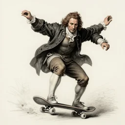 napoleon bonaparte skateboarding, sketched by leonardo da vinci, high detail, 4 k