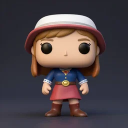 funko of a an woman mennonites super hero, wide shot, vibrant color details, zbrush, hyper realistic, golden ratio, macro lens, unreal engine, octane