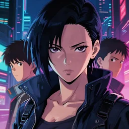 a film still portrait of a confident cyberpunk assassin woman, finely detailed features, closeup at the faces, perfect art, at an cyberpunk city, vibrant colours, anime!! anime art, gapmoe grimdark, artstation, trending on pixiv fanbox, painted by greg rutkowski makoto shinkai takashi takeuchi studio ghibli, akihiko yoshida