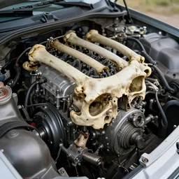 a car engine made of bones, very detailed, 8 k, high quality