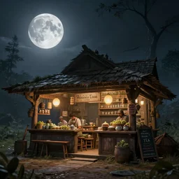 a malayali tea shop in the moon, an epic fantasy, dramatic lighting, cinematic, establishing shot, extremely high detail, photorealistic, cinematic lighting, artstation, matte painting, simon stalenhag, horizon forbidden west