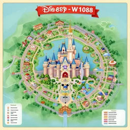 Disney land map layout overview-W1088