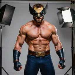 photoshoot of a ripped, hyper muscular anthony starr as x - men's wolverine, studio lighting 5 0 mm