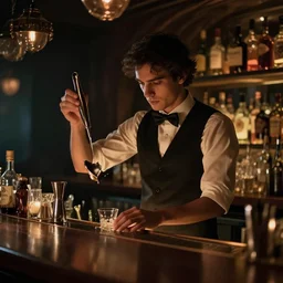 mysterious lounge bar with bartender