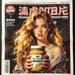jar of peanut butter as the hero on the front page of a comic book