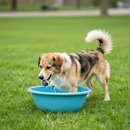 dog going to bathroom at park