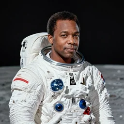 a photo of louis armstrong wearing a space suit on the moon, by greg manchess and john singer sargent and jonathan yeo, dramatic lighting, highly detailed