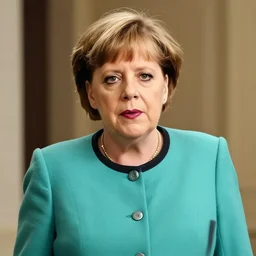 a JoJos Bizzarre Adventure character looking like angela merkel, color scheme