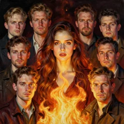 hyper realistic painting portrait of fire by stjepan sejic, norman rockwell, michael hussar, roberto ferri and ruan jia, john william waterhouse, godward, david kassan