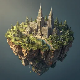 ilustration of the edge of a floating island, whimsical, detailed, volumetric lights, intricate details, raytracing, great complexity, trending on artstation by james c christensen and mandy jurgens